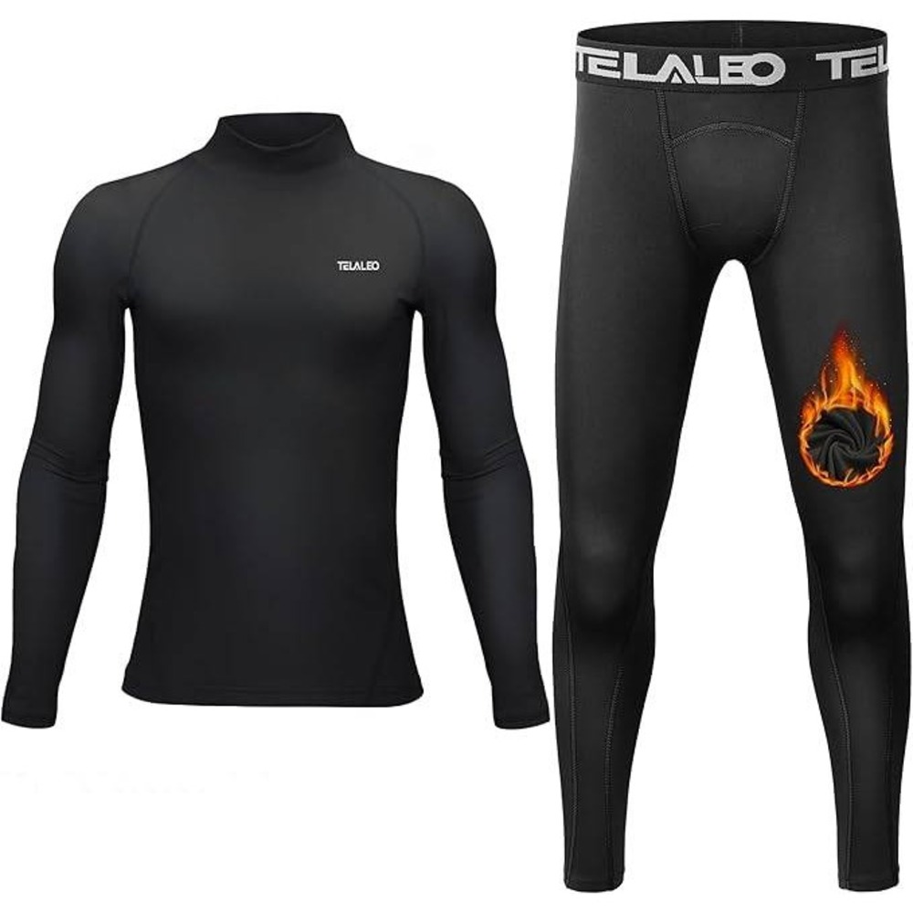 TELALEO Boys' Girls'‎ Sz L/12-13Y Thermal Set Fleece Lined Underwear Set Kids Co